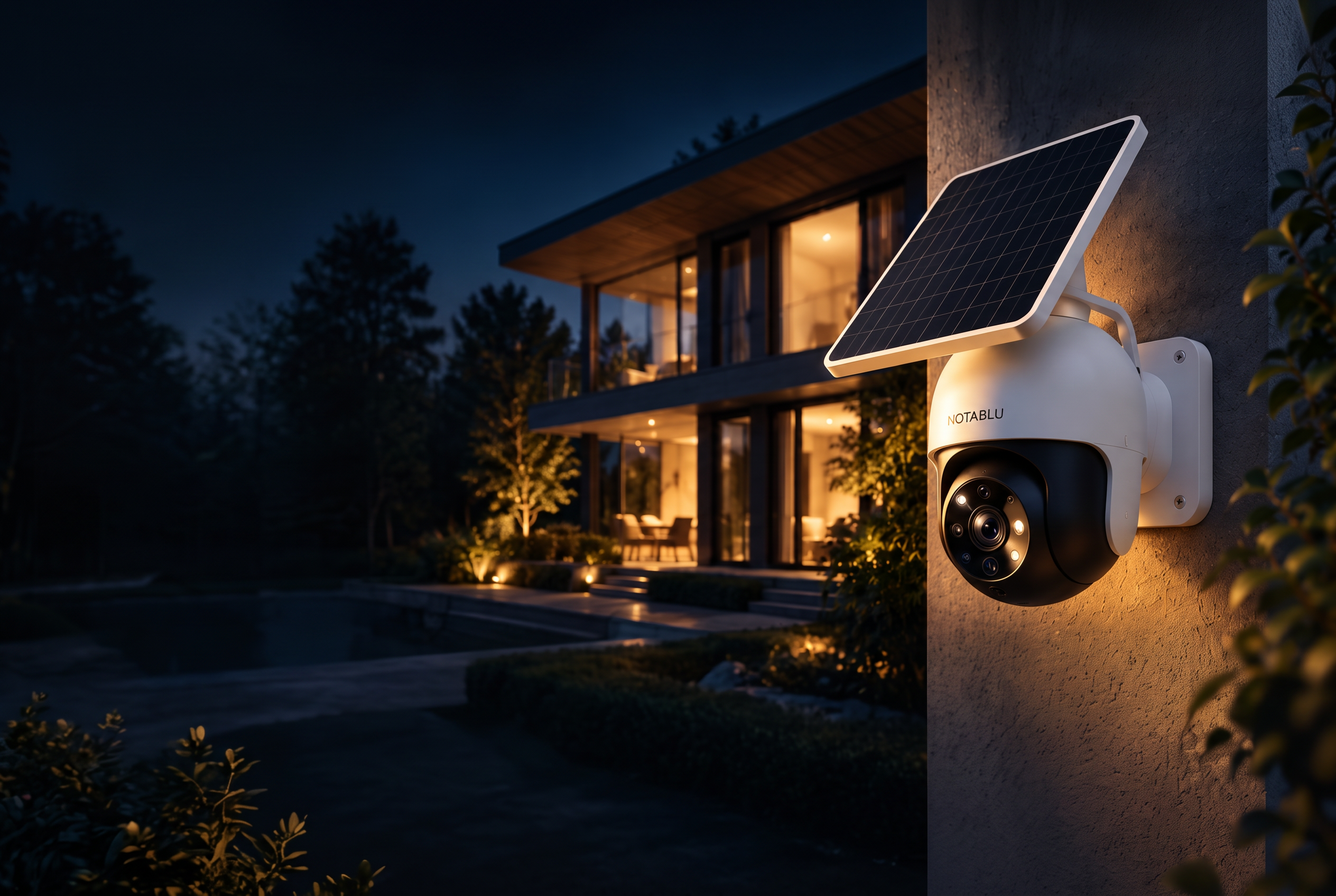 Solar Cam met paneel op Nederlandse bakstenen gevel